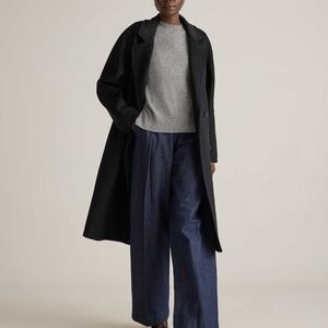 NWT Italian Wool Double-Breasted Slouch Coat
